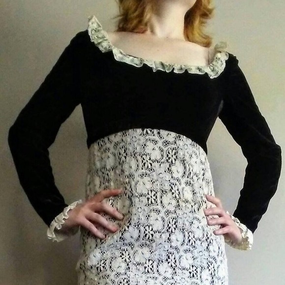 Regency Inspired 60's Lanz Original Velvet Dress
